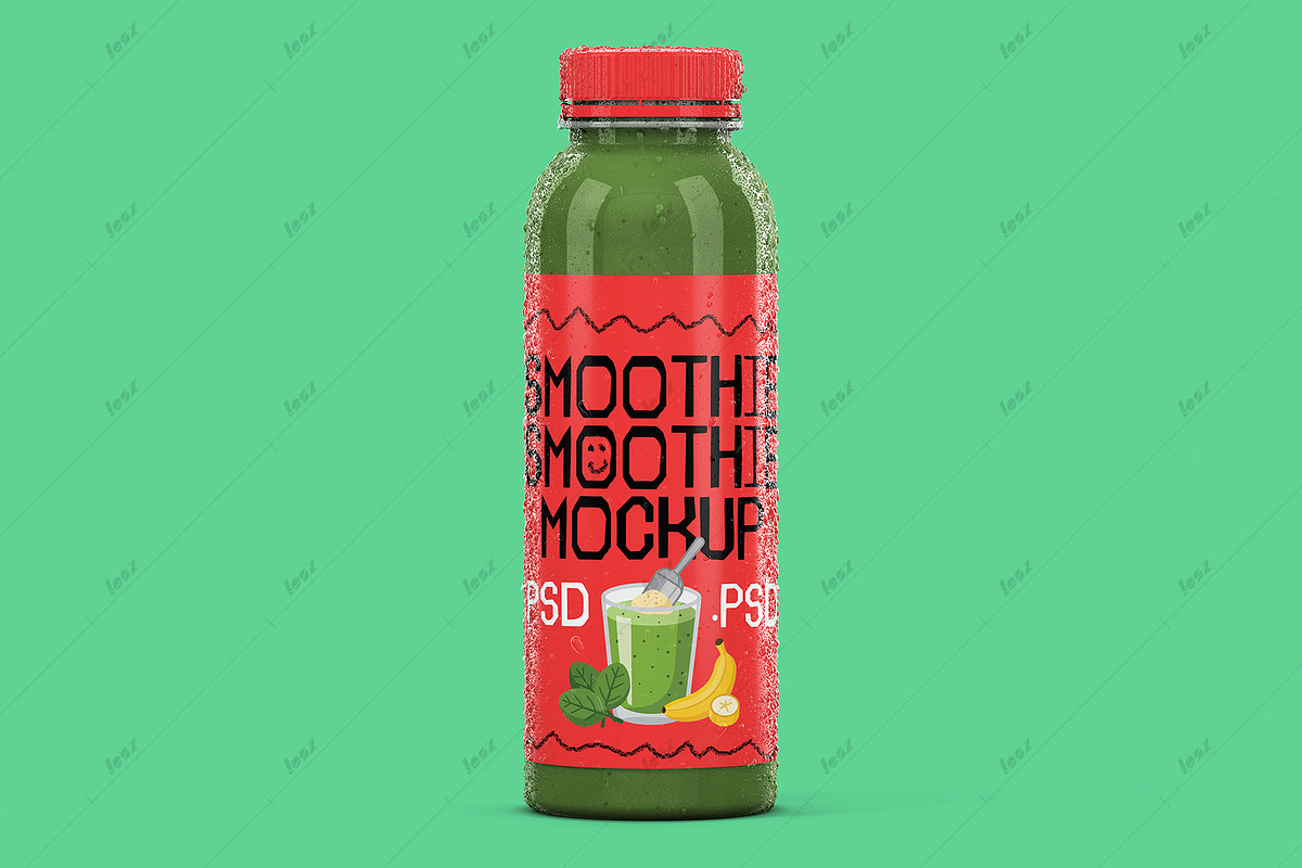 Realistic Smoothie Bottle Mockup PSD, a Packaging Mockup by LESZ Design (Photo 3 of 4)