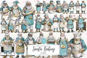 Santa Baking Clipart, a Graphic by Markicha Art
