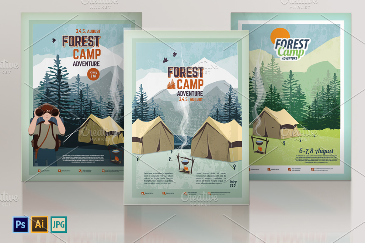 Camping Poster, Flyer, a Flyer Template by El-Studio