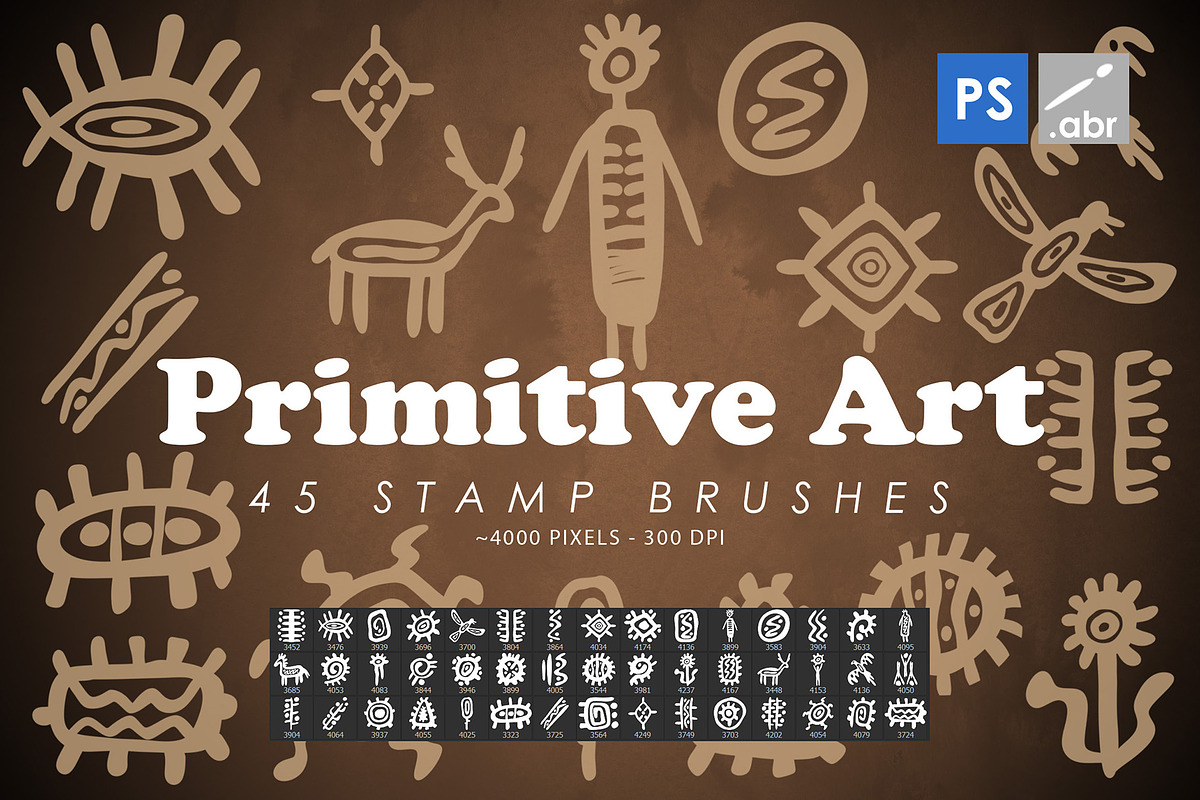 Primitive Art Photoshop Brushes, a Brush Add-On by ArtistMef (Photo 1 of 5)