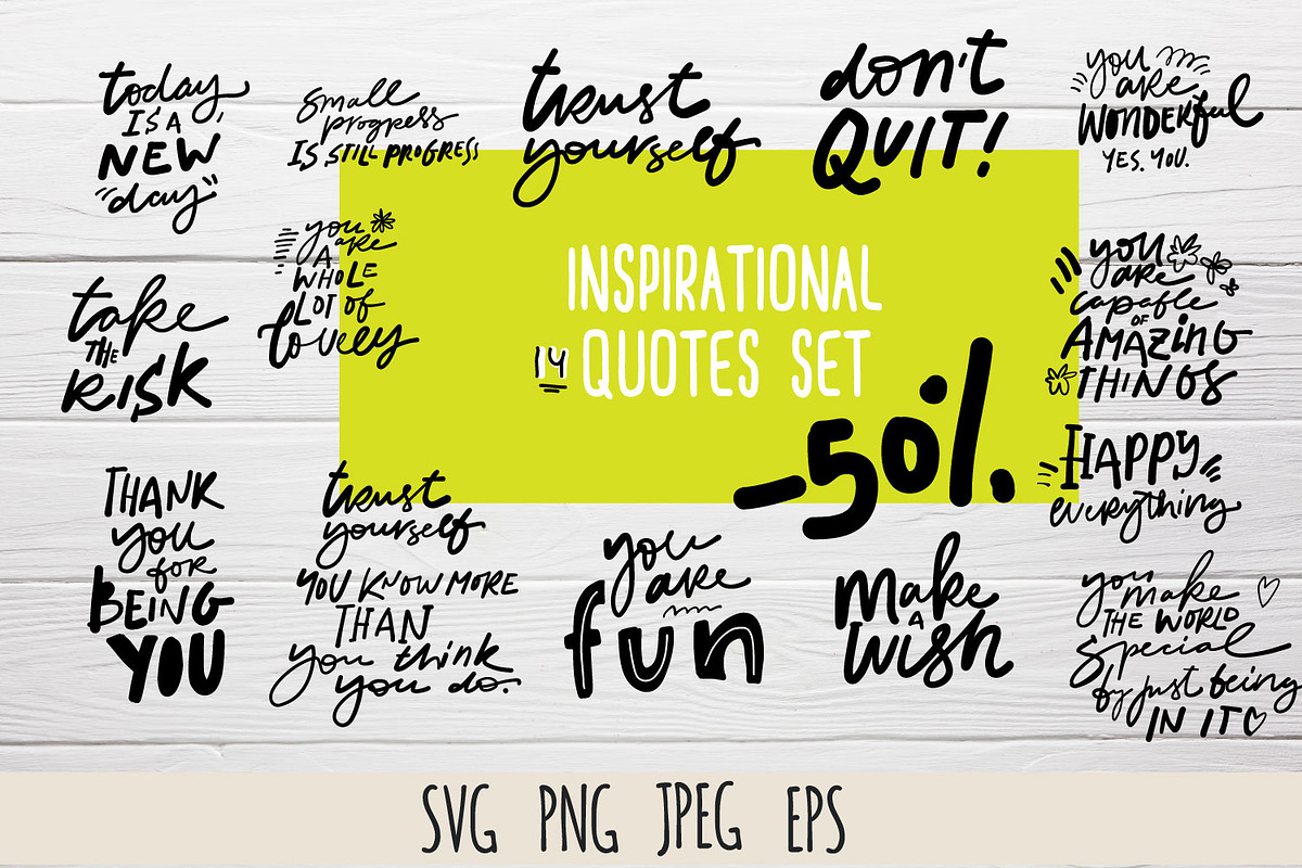 Inspirational quotes set +bonus back, an Illustration by Veronika M (Photo 1 of 4)