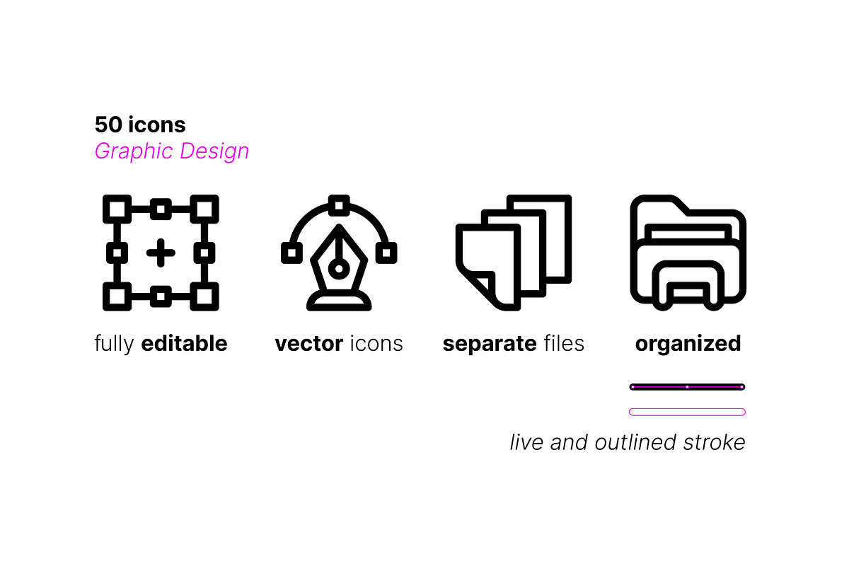 50 Graphic Design Icons, an Outline Icon by Side Project (Photo 5 of 8)