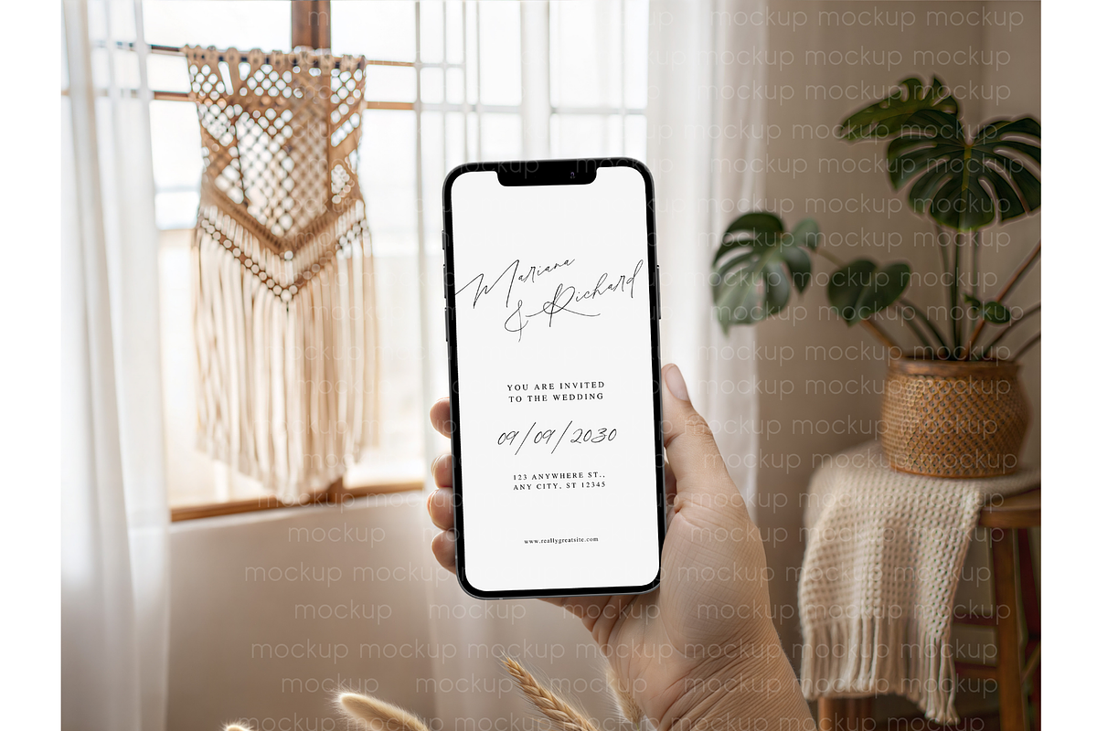 Boho Handheld Phone Mockup, a Product Mockup by MockupWizard (Photo 3 of 4)