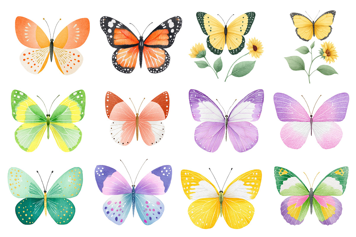 Watercolor Butterfly Clipart Bundle, an Illustration by Dream Creation (Photo 2 of 6)