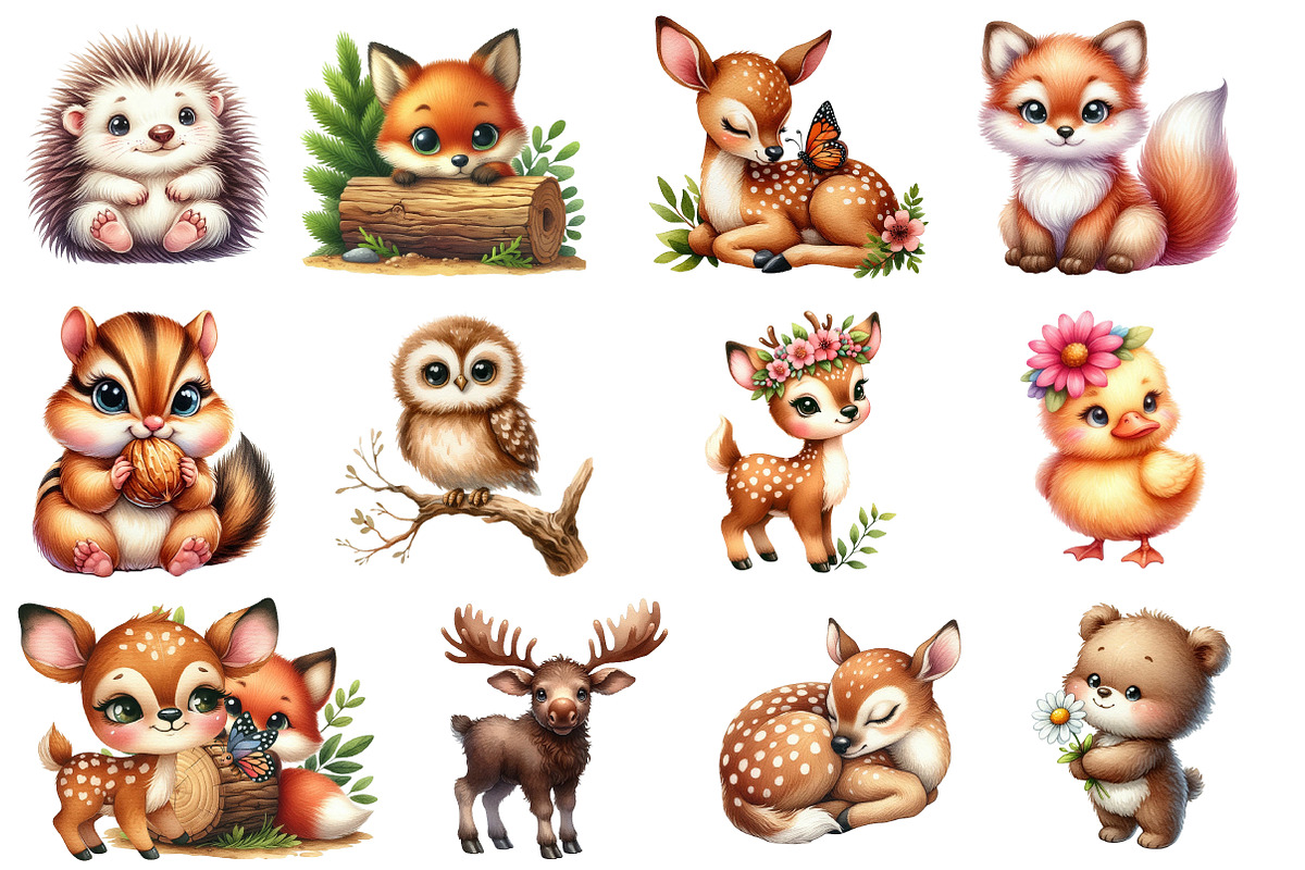 Woodland  Cute Little Animal Clipart, an Illustration by Designworld (Photo 4 of 6)