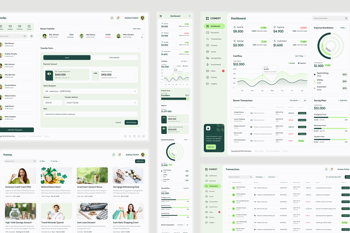 Finance Management Dashboard, an UI Kit Template by peterdraw (Photo 3 of 7)