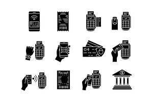 NFC Payment Glyph Icons Set