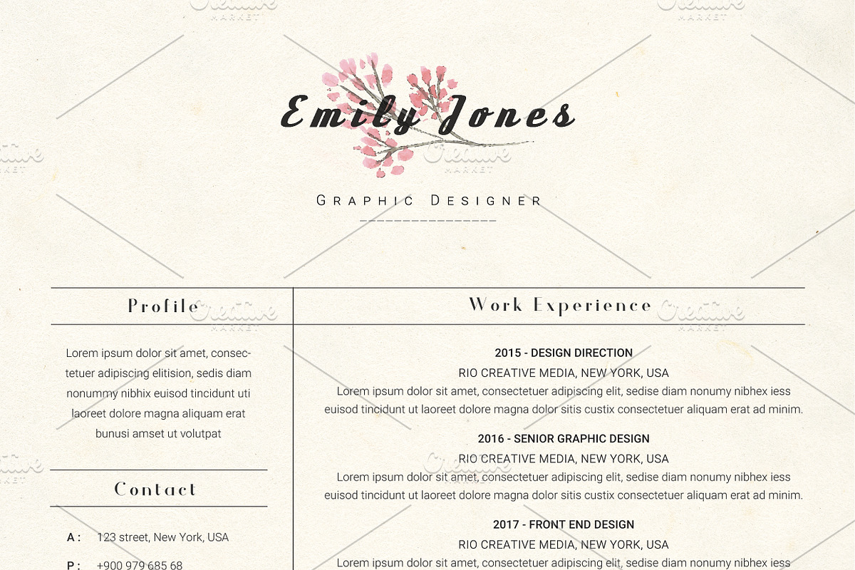 Floral Resume CoverLetter Template C, a Resume Template by Showy68 Template (Photo 5 of 5)