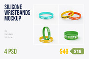 Silicone Wristbands Mockup 4 PSD, a Product Mockup by easymock (Thumbnail 1 of 4)