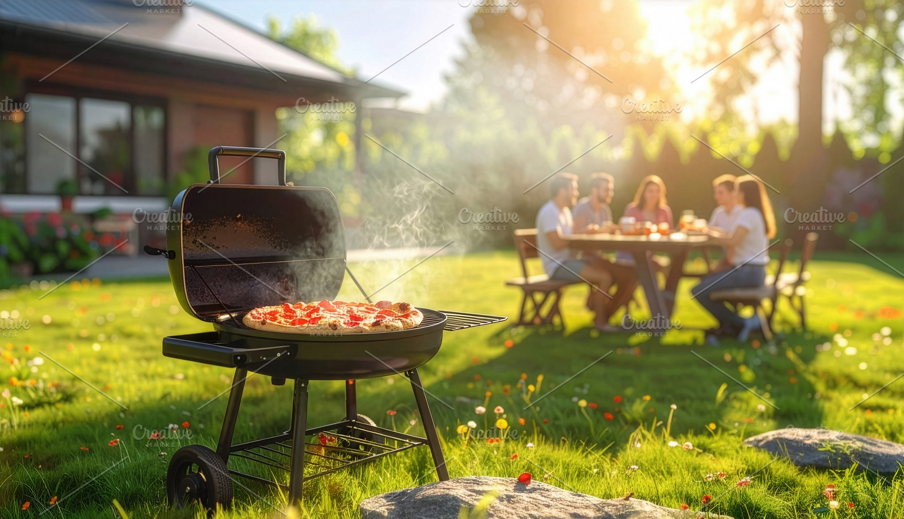 Family Enjoying Backyard Pizza Barbecue, a Photo by Davizro's Market