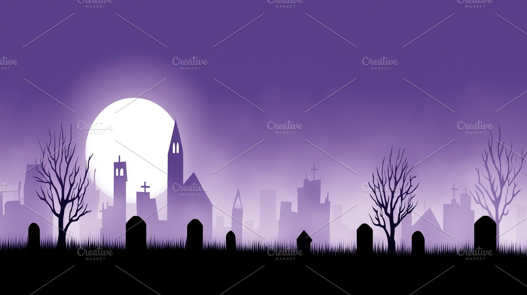Spooky graveyard with bare trees and, a Holiday Photo by MistyDay