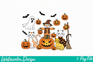Black Cat Halloween Png, an Illustration by Watercolor design