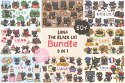 Cute Black Cat Clipart PNG Bundle, an Animal Illustration by Blumensdiary (Thumbnail 1 of 11)