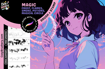 Procreate Magic Effect Brushes, a Brush Add-On by Cozy Brushery