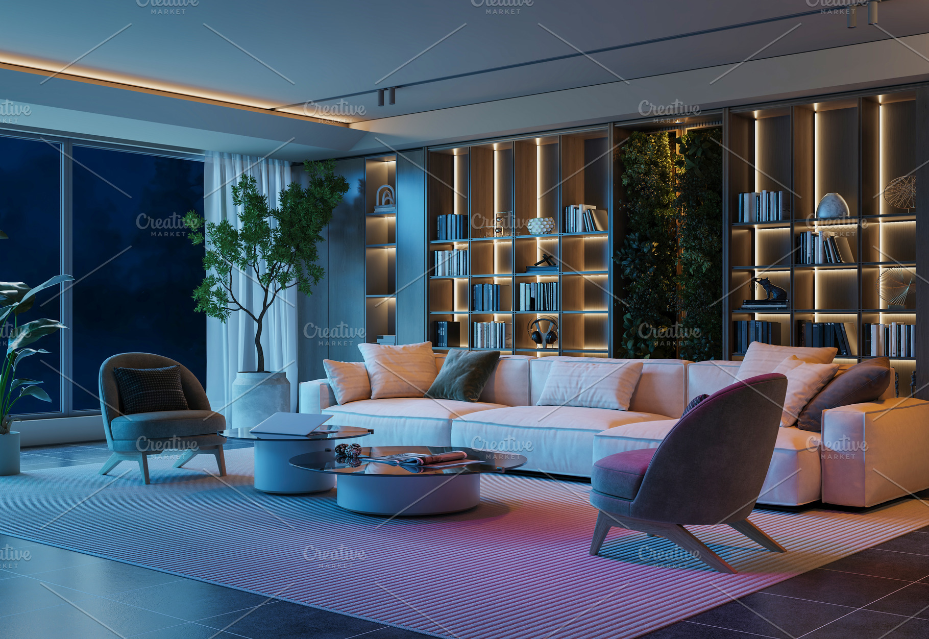 Modern Oasis: Living Room by night, an Architecture Photo by Pozitivo