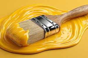 Paintbrush with Yellow Paint, a Background Photo by Ales Munt