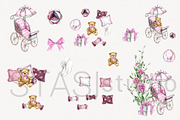 Baby Girl Watercolor Clipart, a Decorative Illustration by STASIstudio (Thumbnail 2 of 3)