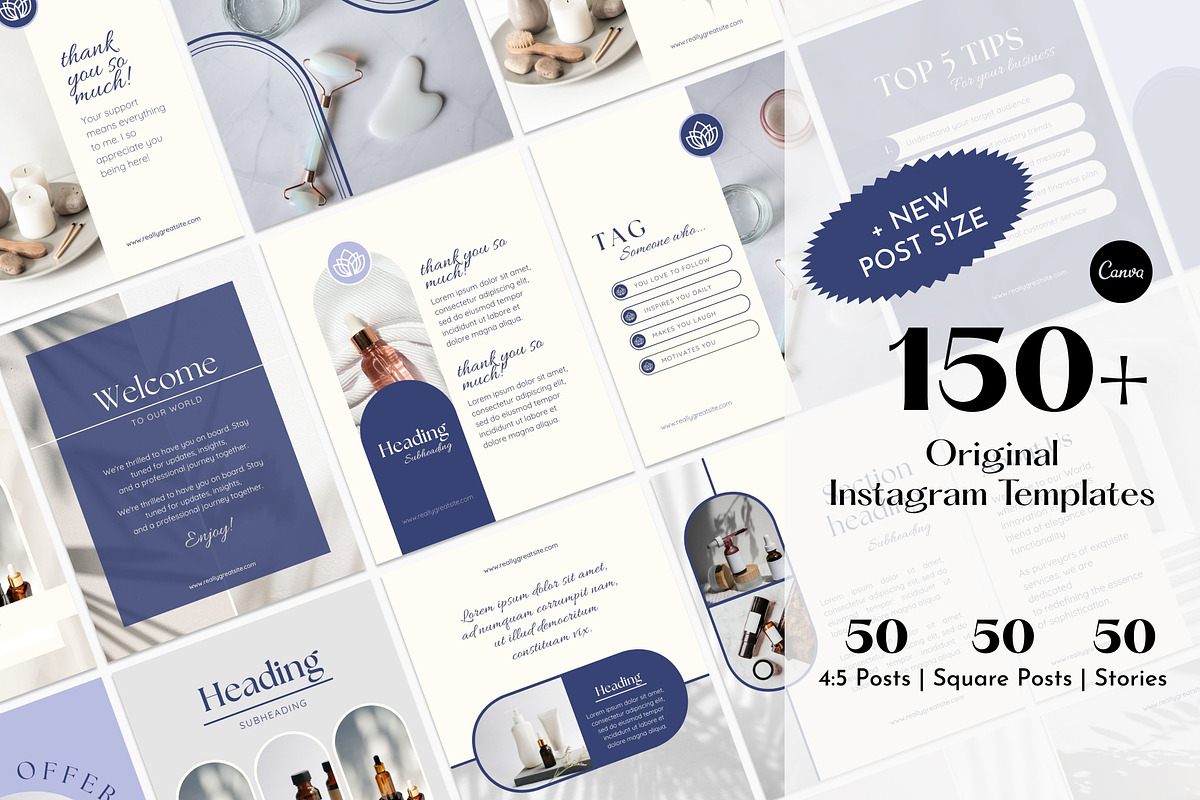 Blue Instagram Post & Story Template, a Social Media Template by Studio DigiCraft (Photo 1 of 7)