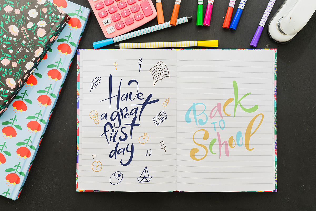 School days-clipart+lettering, an Education Illustration by Astarte_design (Photo 5 of 11)