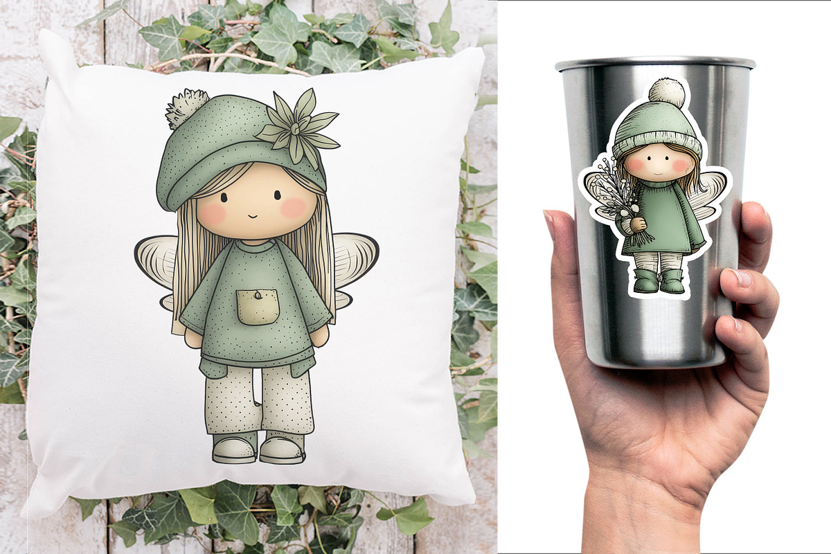 Whimsy Christmas Fairy Girl Clipat, a Seasonal Illustration by V Design Creator (Photo 5 of 8)