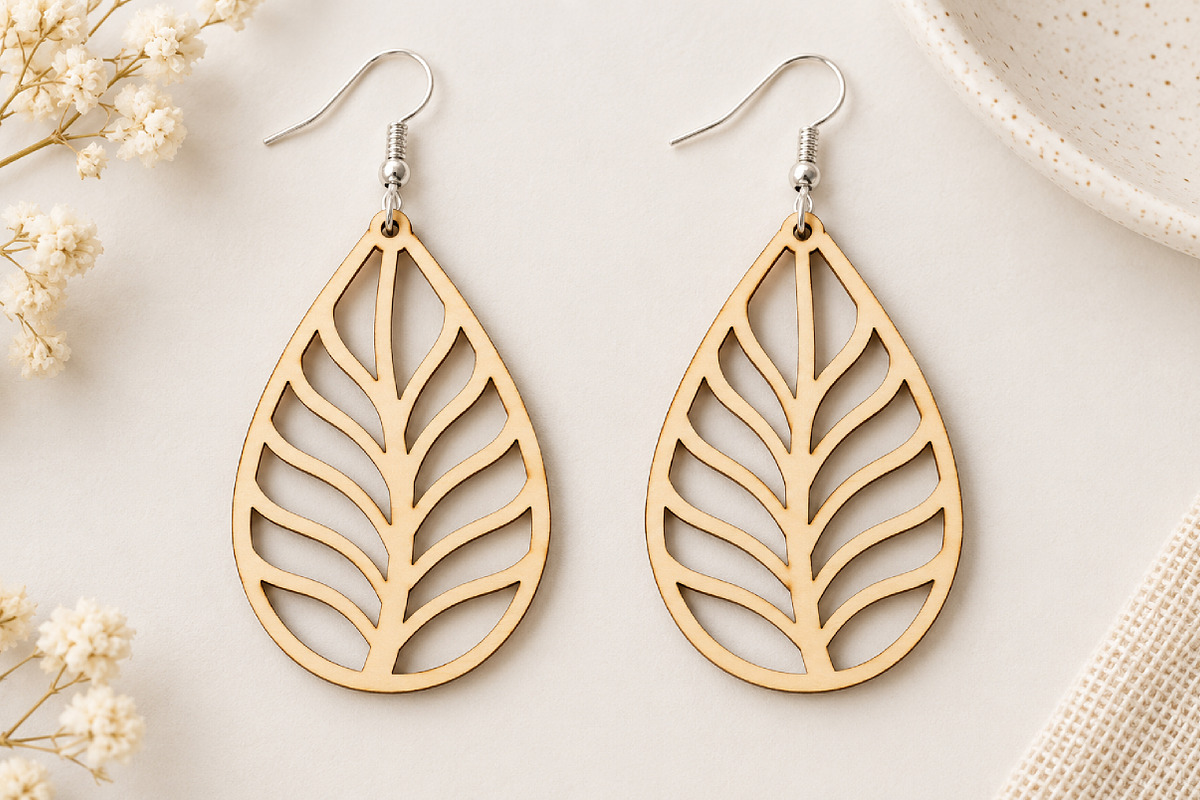 Leaf Vein Teardrop Earrings SVG, an Object Graphic by Canvas Craft (Photo 2 of 4)
