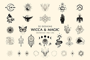 Wicca & Magic Celestial vector set