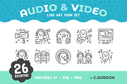 Audio & Video Line Art Icon Set, an Icon by C.Gordon Illustration (Thumbnail 1 of 4)