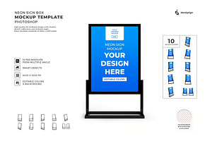 Neon Sign Box Mockup Template Set, a Packaging Mockup by DesignRushMarket