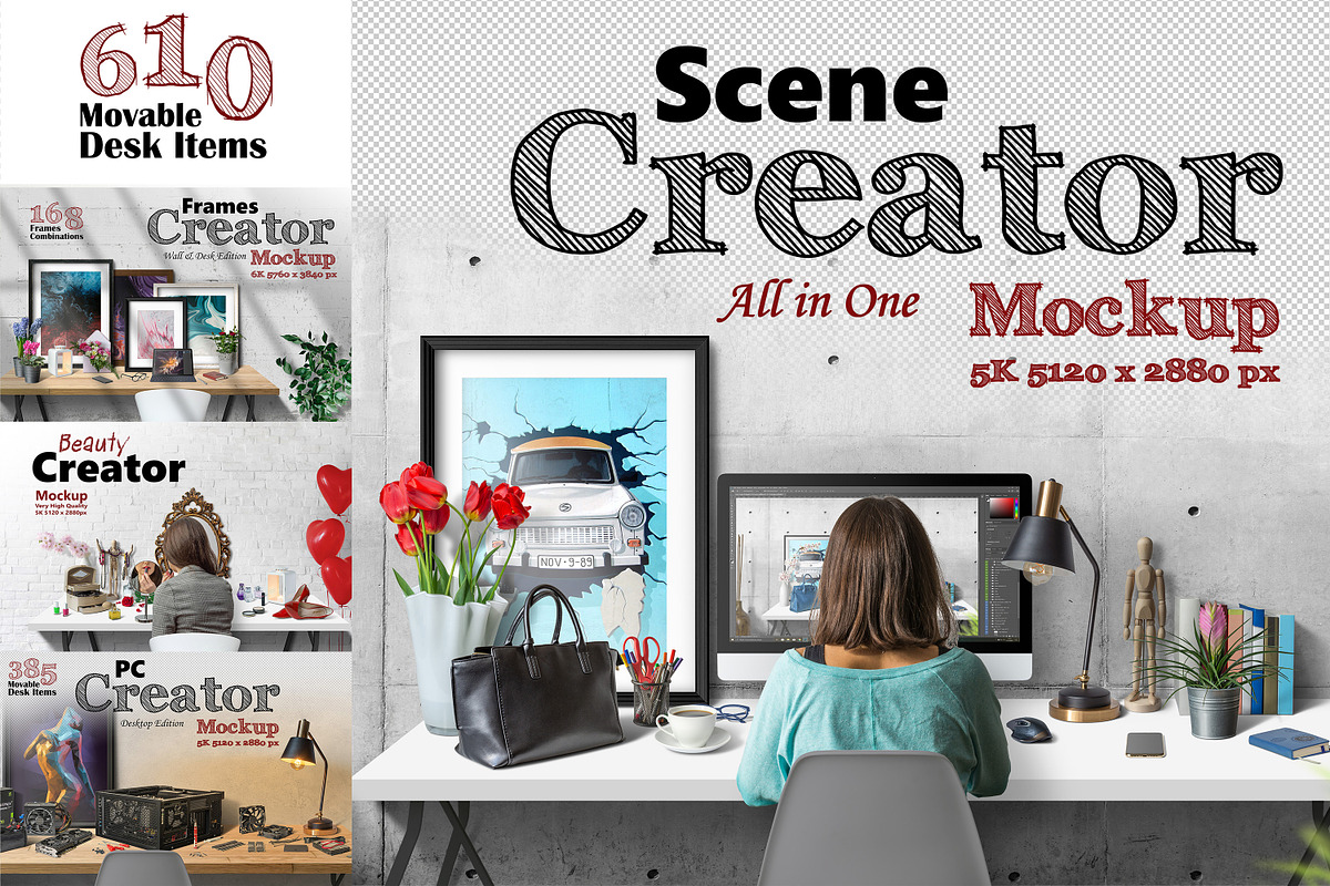 Scene Creator 5K Mockup (All in One), a Books & Magazine Mockup by Zabiegala MP (Photo 1 of 14)