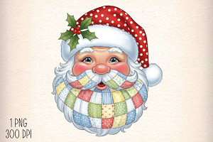 Patchwork Santa Claus Christmas PNG, an Illustration by Daily.Designs