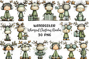 Whimsical Christmas Reindeer Clipart, an Illustration by CraftArtStudio (Thumbnail 1 of 6)