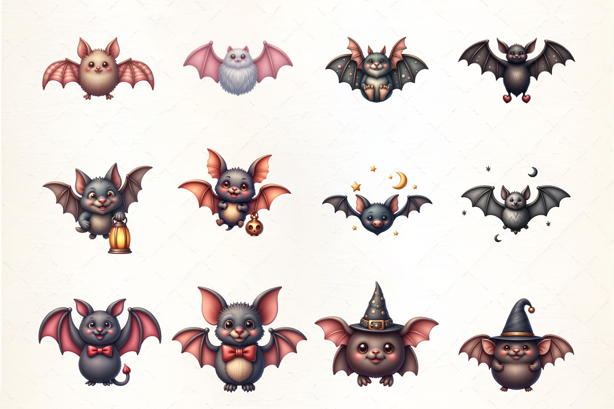 Kawaii Quirky Halloween Bat Clipart, an Illustration by CrexoraLab (Photo 3 of 5)
