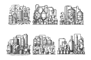Beer Brewing Equipment and Machinery, an Illustration by AlexArt
