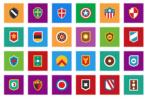 40 Shield Flat Icon Set