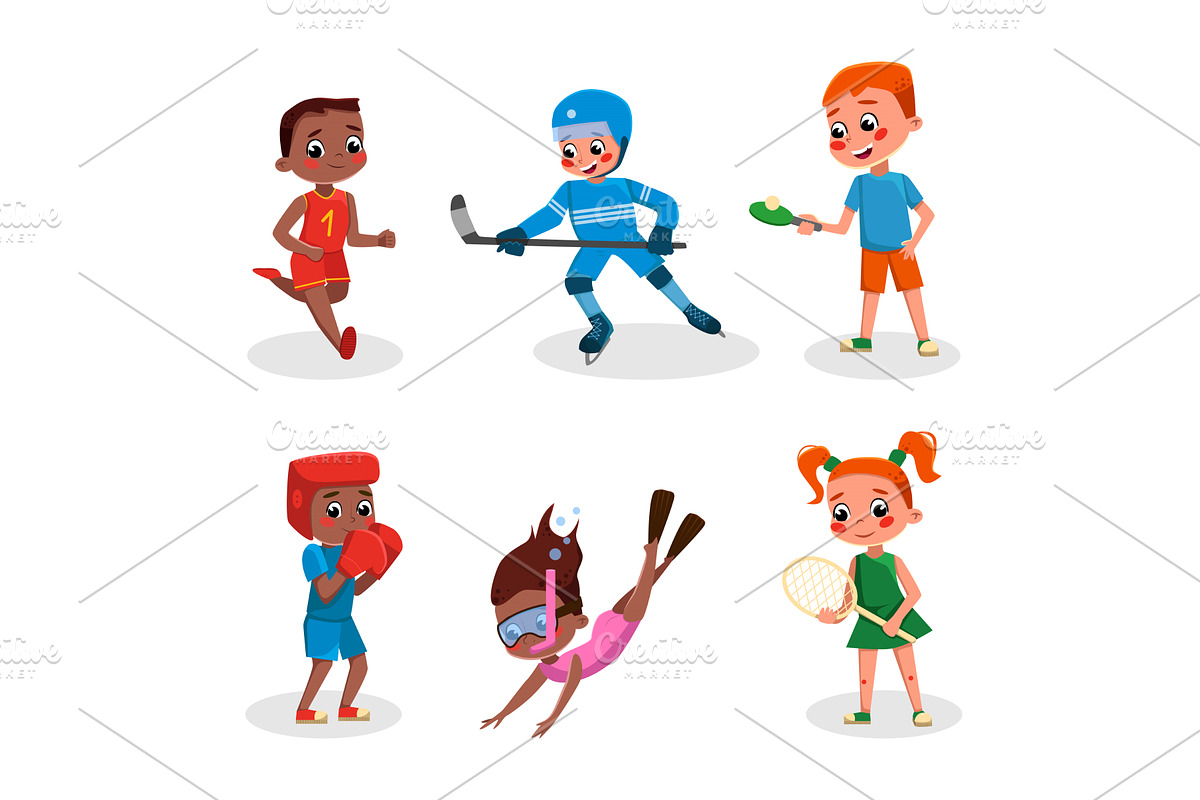 Happy Children Playing Sport and, a Person Illustration by TopVectors