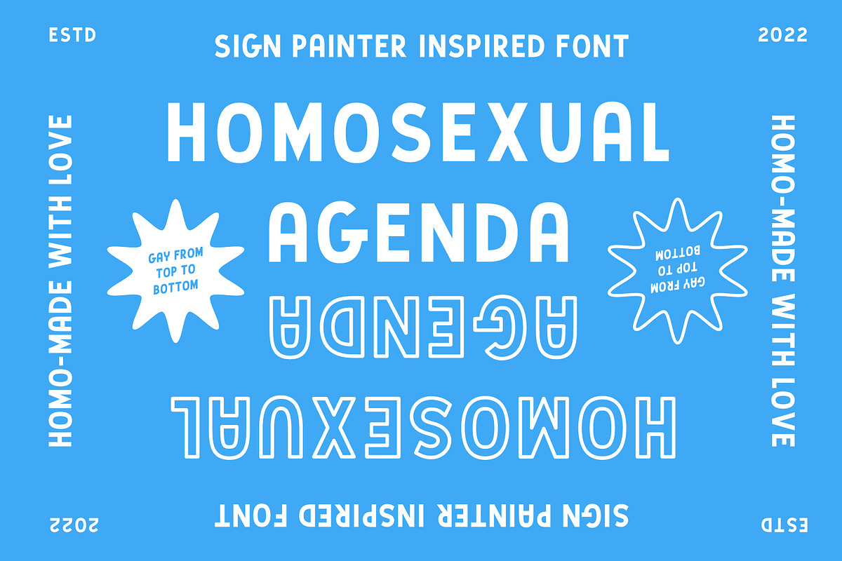 Homosexual Agenda -Sign Painter Sans, a Sans Serif Font by Creative Type (Photo 1 of 12)