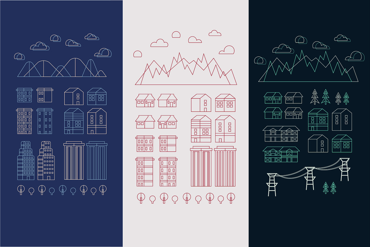 Linear City Infographic Elements., an Outline Icon by bum katrin (Photo 2 of 4)