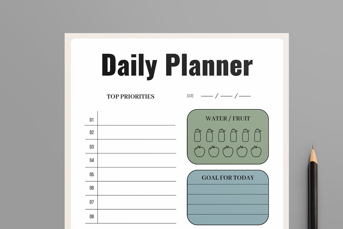 Daily Planner Productivity Template, a Stationery Template by MightyDesign (Photo 2 of 8)