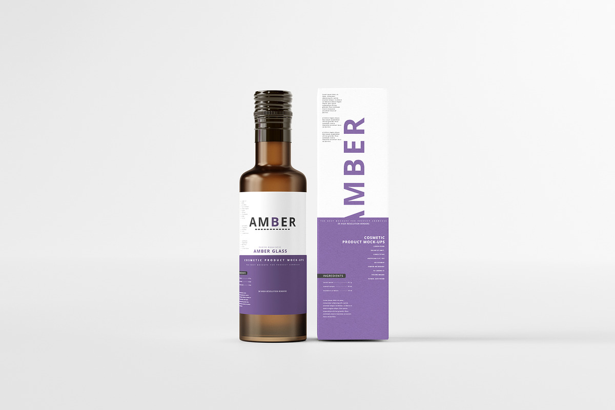 7 in 1 Amber Glass Cosmetic Bundle, a Cups & Container Mockup by pmvch (Photo 6 of 106)