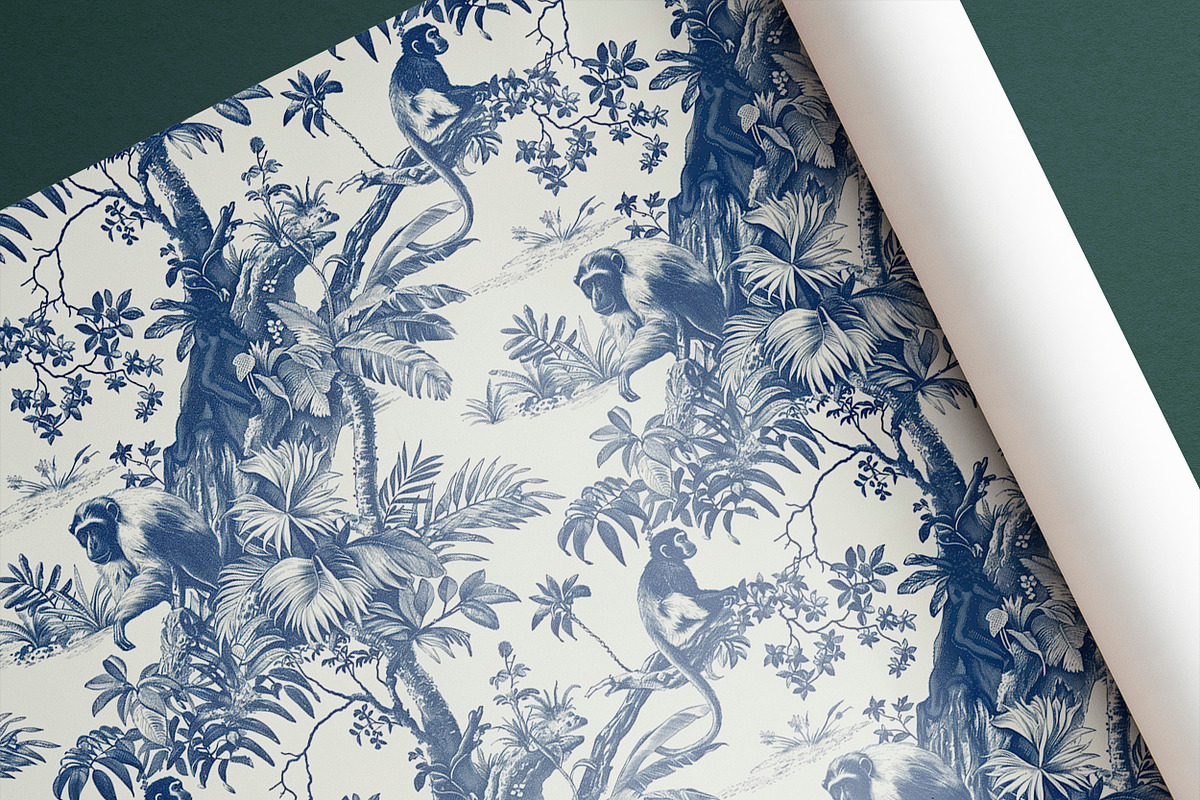 MONKEY JUNGLE TOILE Seamless Pattern, a Pattern Graphic by AYAKA Studio Co. (Photo 3 of 9)