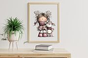 Winter Girl and Reindeer Clipart, an Illustration by Libby Wishes (Thumbnail 3 of 9)