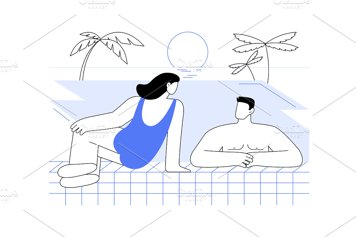Swimming pool relax isolated cartoon, a Person Illustration by Visual Generation