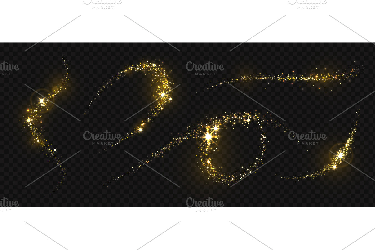 Sparkle trails. Magic light, gold, an Object Illustration by Frogella