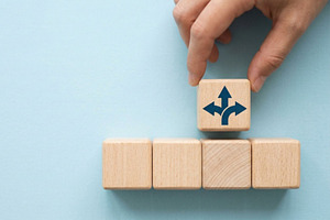 Wooden Block with Arrows, a Business Photo by thepslr