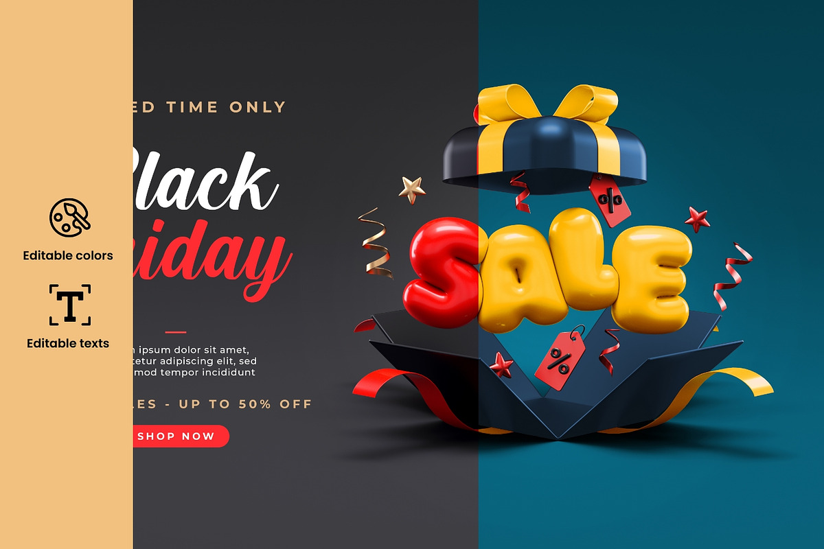 Black Friday Sale Banner Background, a Marketing Template by TandemStock (Photo 2 of 4)