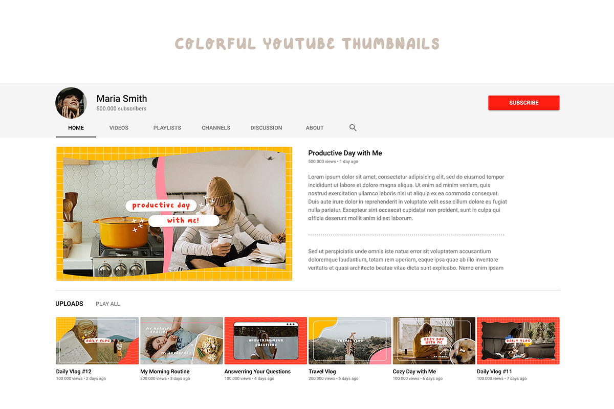 Lifestyle Youtube Thumbnails, a Social Media Template by Nonceni (Photo 2 of 7)