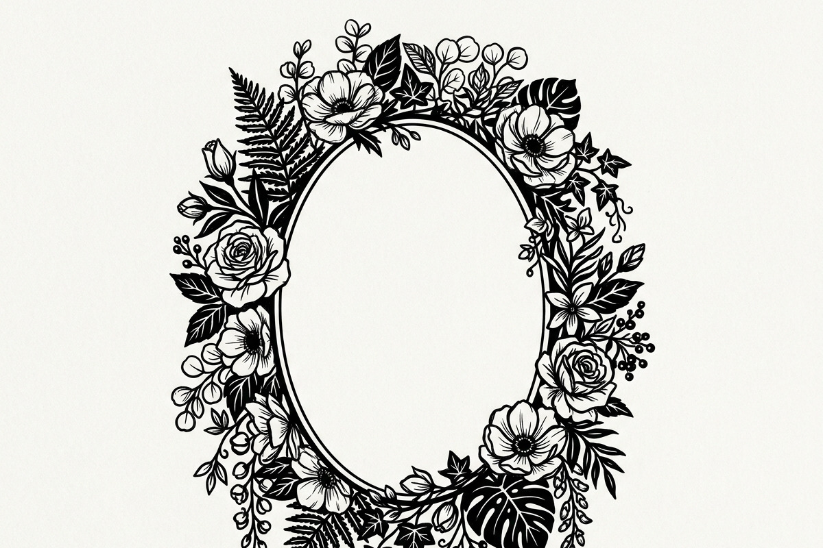 50 Elegant Floral Oval Mirror Frame, a Decorative Illustration by Amazin_art (Photo 18 of 26)