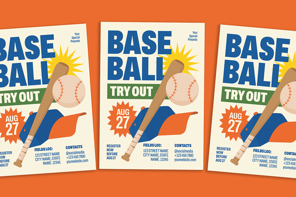 Modern Baseball Flyer, a Flyer Template by Gumico Studio. (Photo 1 of 3)