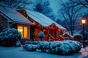 Cozy Winter House Stock Photo, a Holiday Photo by Aura Canyon HQ (Thumbnail 1 of 7)