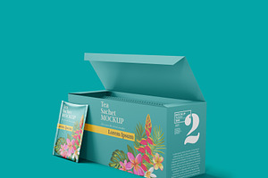 Big Box Tea With Sachets Mockup